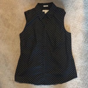 Black Polka Dot Button Down Blouse